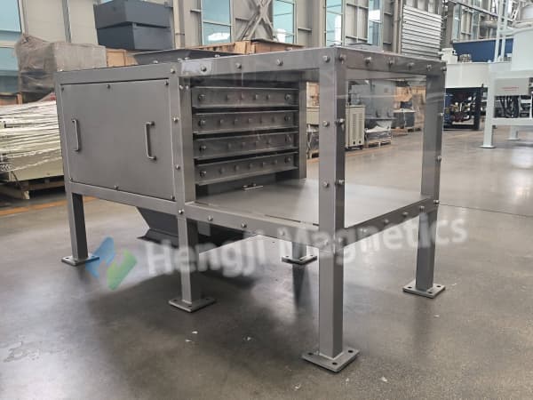 What is the temperature limit for a food processing magnetic separator?